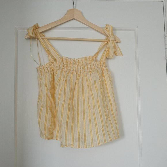 Joie Rasheda Yellow White Tie Tank Top Large - Picture 1 of 2